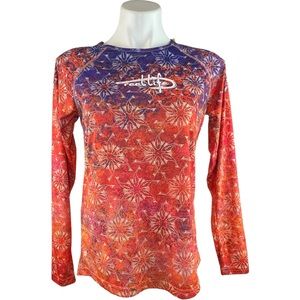 New REEL LIFE Koi Fish Ombré Long Sleeve Tee Top M UPF 50+